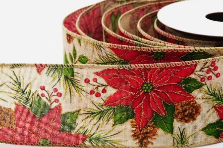 Exquisite Poinsettia Wired Ribbon_KF6347GC-13-183-3_natural